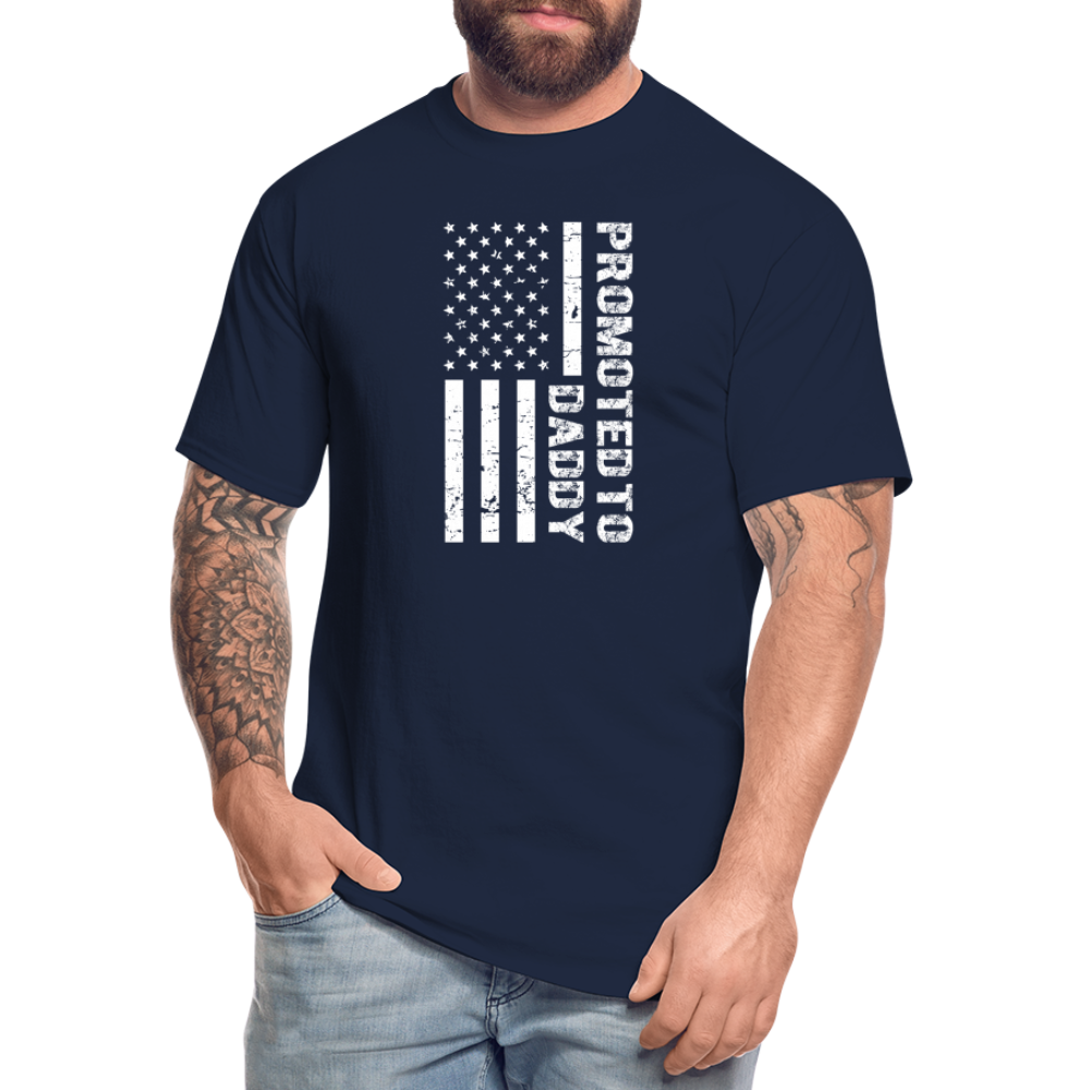 Promoted to Daddy American Flag Men's Tall T-Shirt - navy