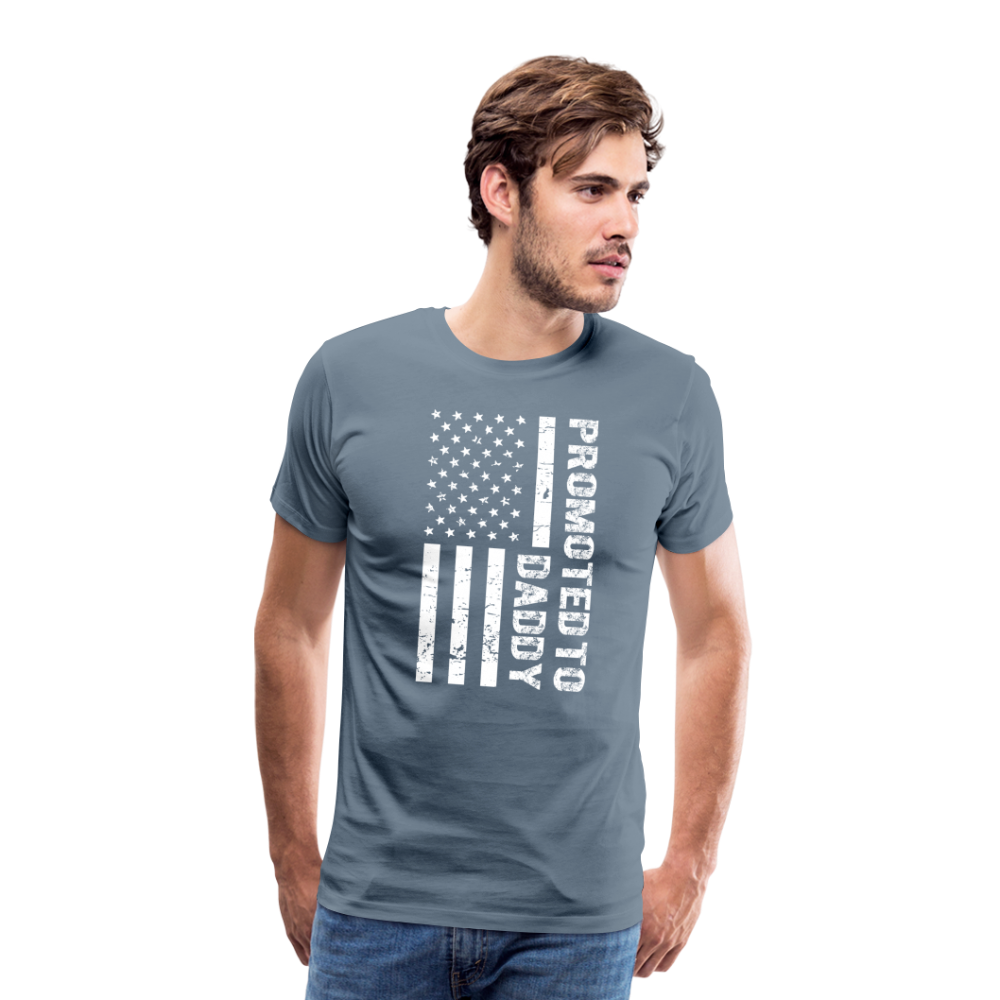 Promoted to Daddy American Flag Men's Premium T-Shirt - steel blue