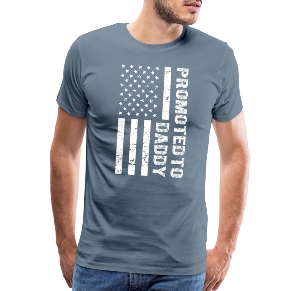 Promoted to Daddy American Flag Men's Premium T-Shirt - steel blue