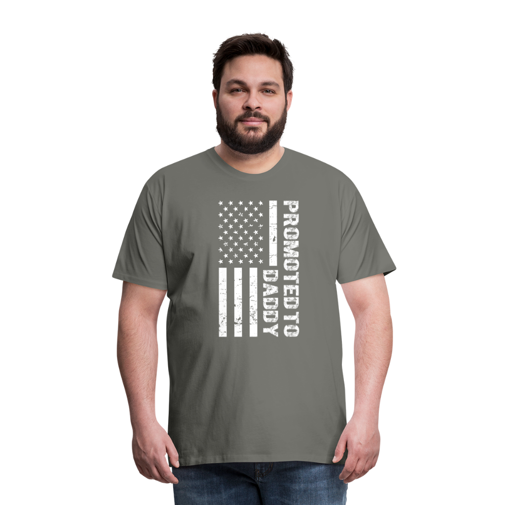 Promoted to Daddy American Flag Men's Premium T-Shirt - asphalt gray
