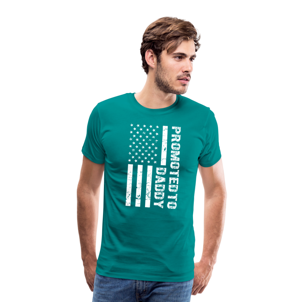 Promoted to Daddy American Flag Men's Premium T-Shirt - teal