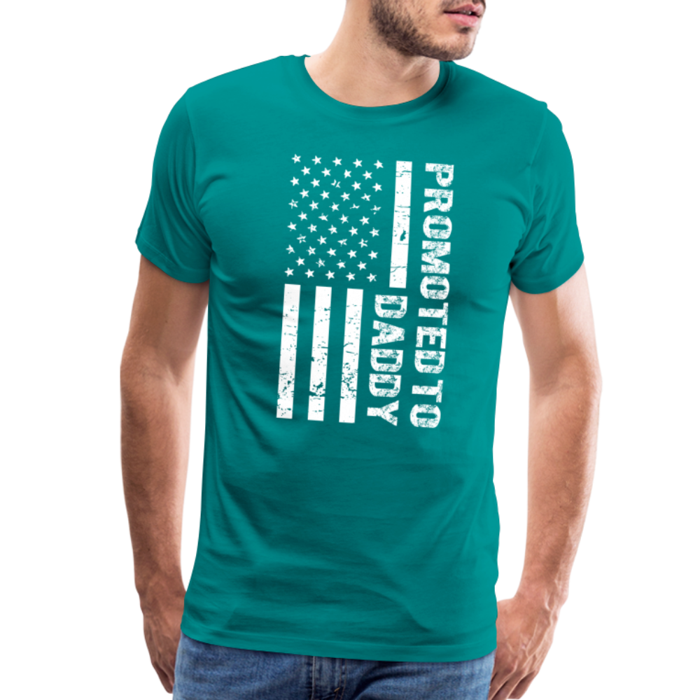 Promoted to Daddy American Flag Men's Premium T-Shirt - teal