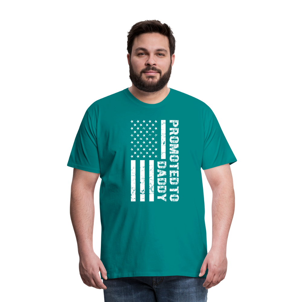 Promoted to Daddy American Flag Men's Premium T-Shirt - teal