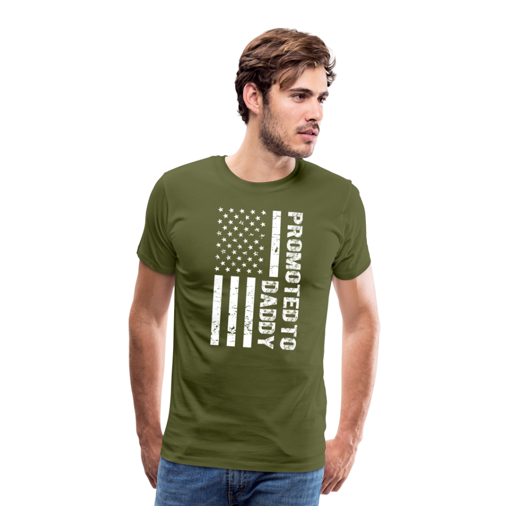 Promoted to Daddy American Flag Men's Premium T-Shirt - olive green
