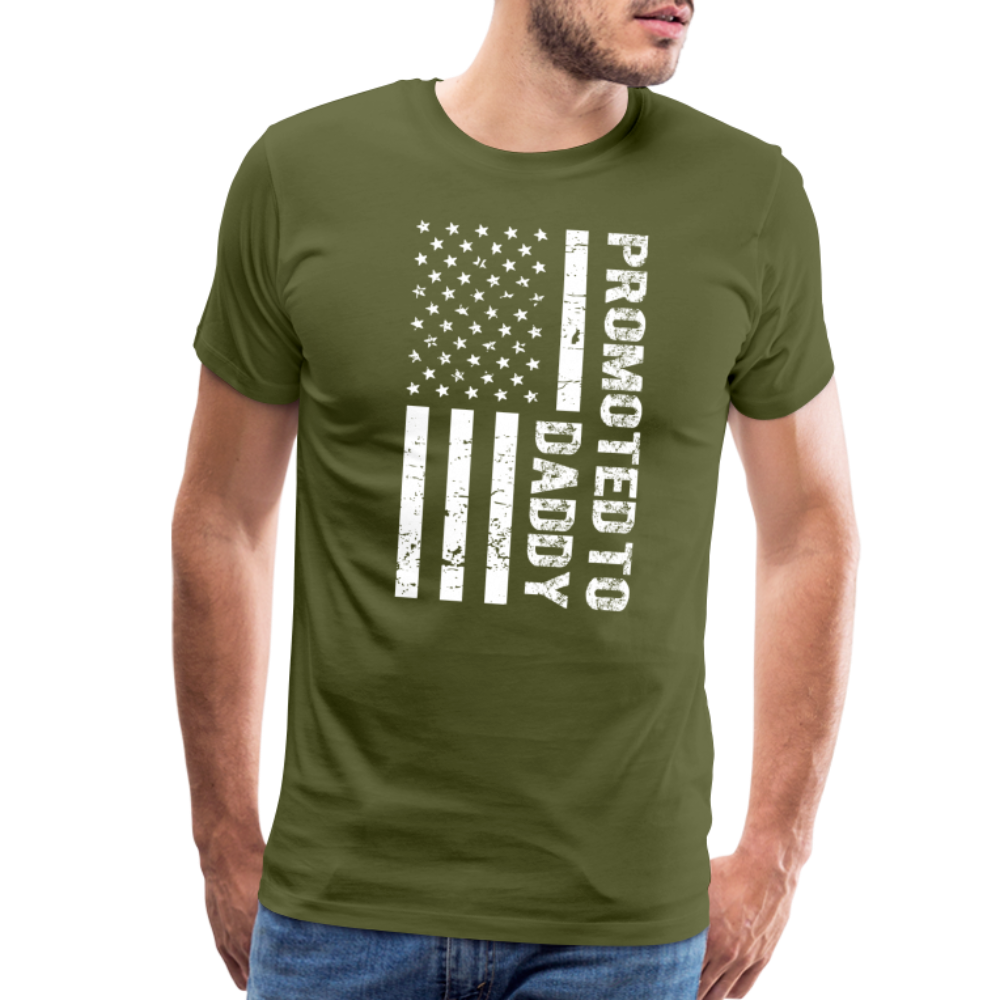 Promoted to Daddy American Flag Men's Premium T-Shirt - olive green
