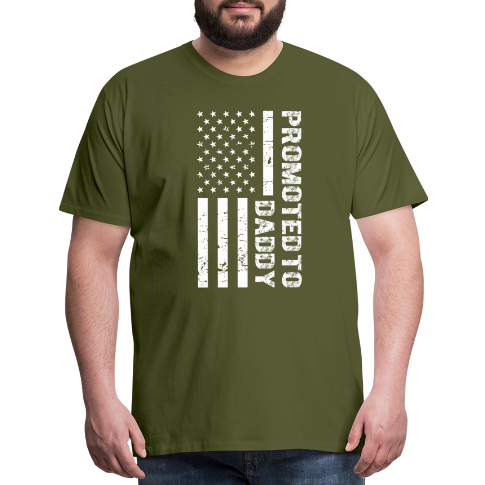 Promoted to Daddy American Flag Men's Premium T-Shirt - olive green