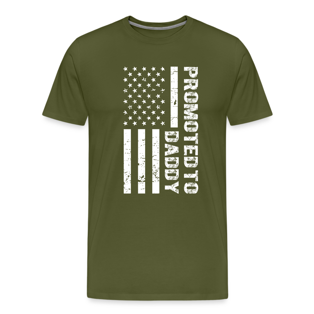 Promoted to Daddy American Flag Men's Premium T-Shirt - olive green