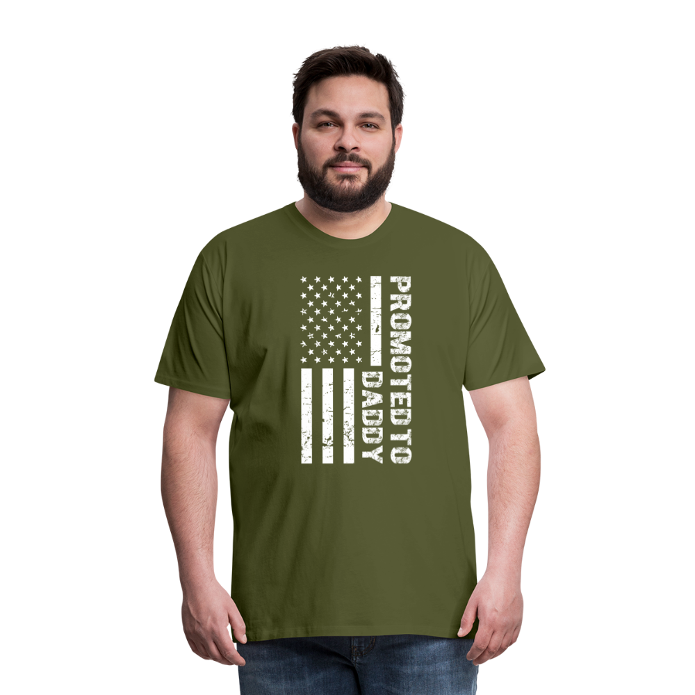 Promoted to Daddy American Flag Men's Premium T-Shirt - olive green