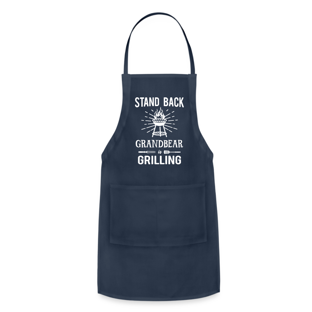 Stand Back Grandbear Is Grilling Adjustable Apron - navy