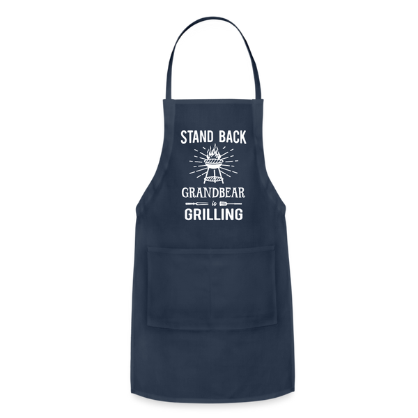Stand Back Grandbear Is Grilling Adjustable Apron - navy