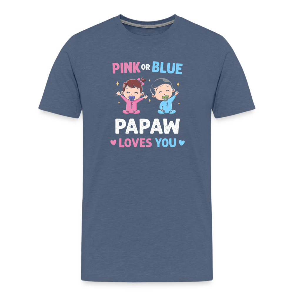 Pink or Blue Papaw Loves You Men's Premium T-Shirt - heather blue
