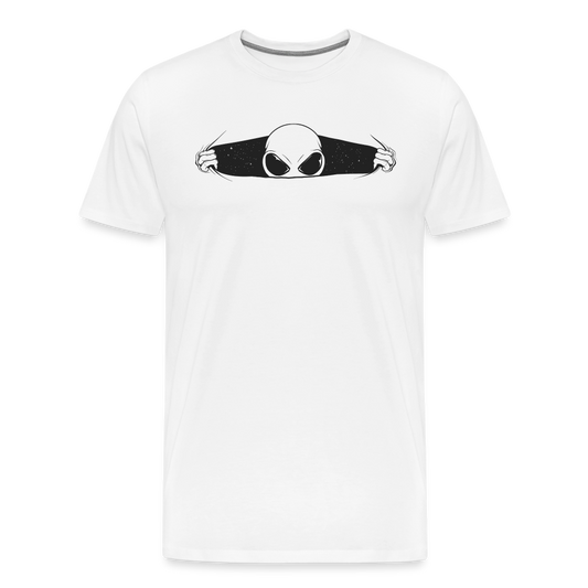 Peeking Grey Alien Men's Premium T-Shirt - white