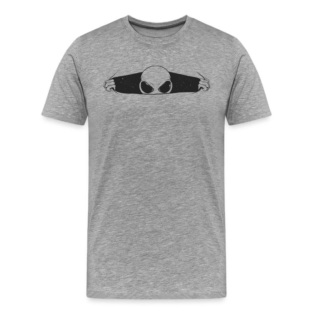 Peeking Grey Alien Men's Premium T-Shirt - heather gray