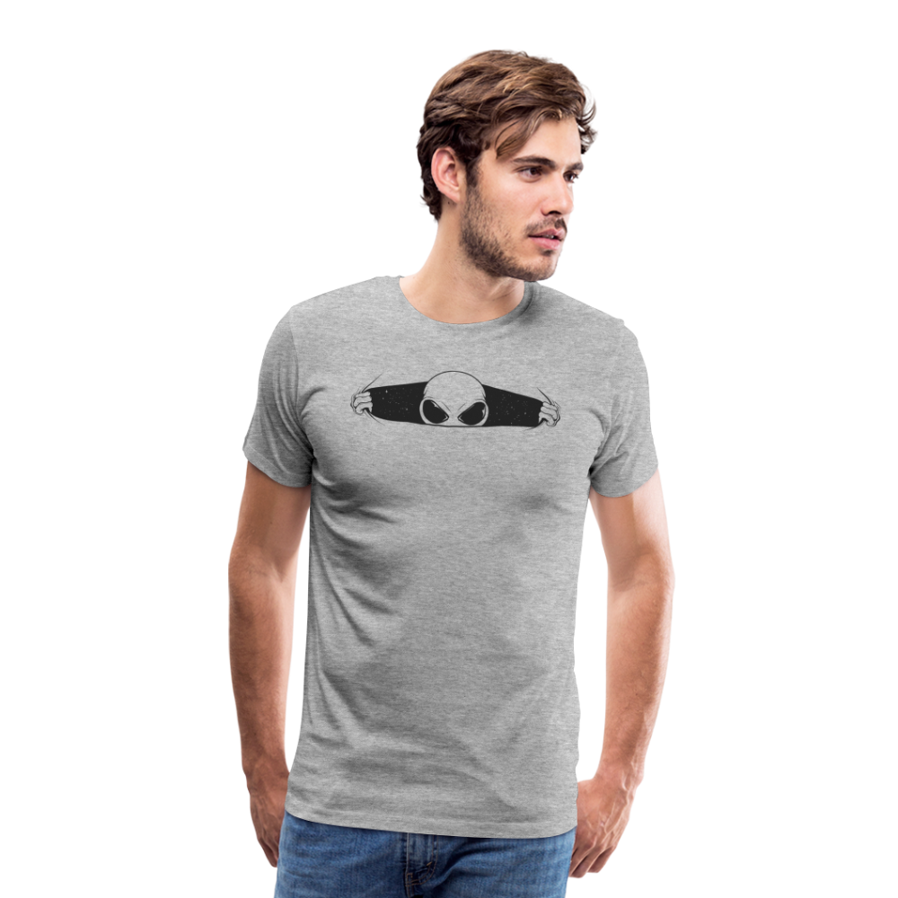 Peeking Grey Alien Men's Premium T-Shirt - heather gray