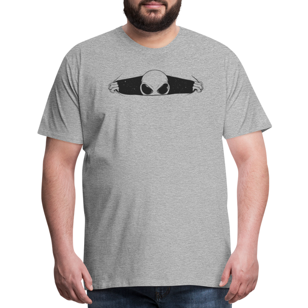 Peeking Grey Alien Men's Premium T-Shirt - heather gray