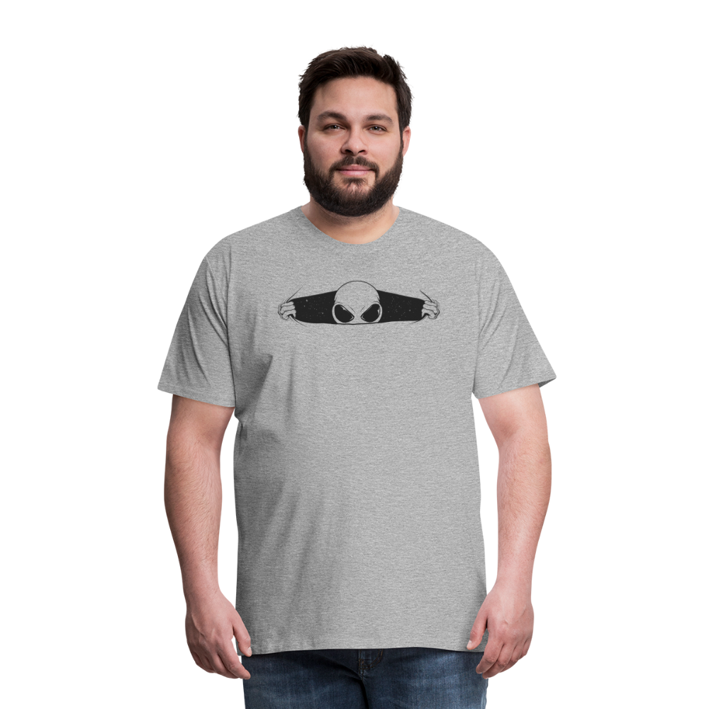Peeking Grey Alien Men's Premium T-Shirt - heather gray