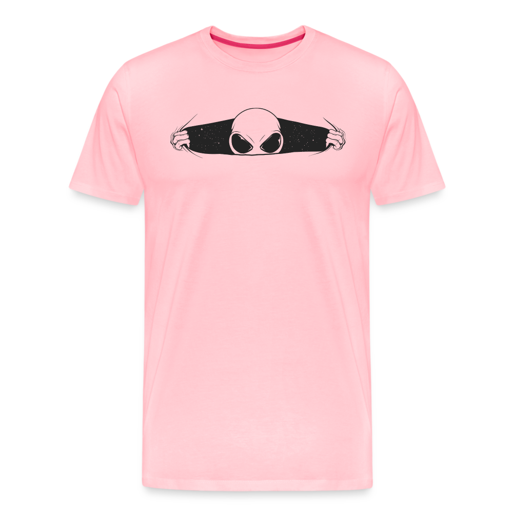 Peeking Grey Alien Men's Premium T-Shirt - pink