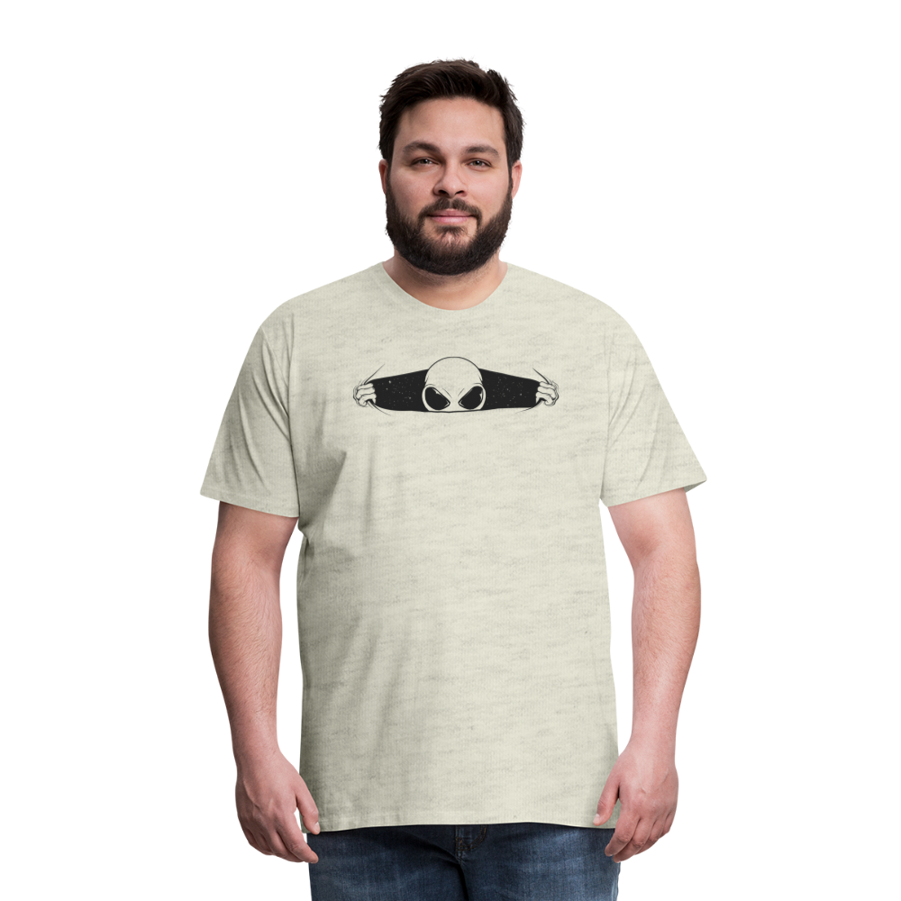 Peeking Grey Alien Men's Premium T-Shirt - heather oatmeal