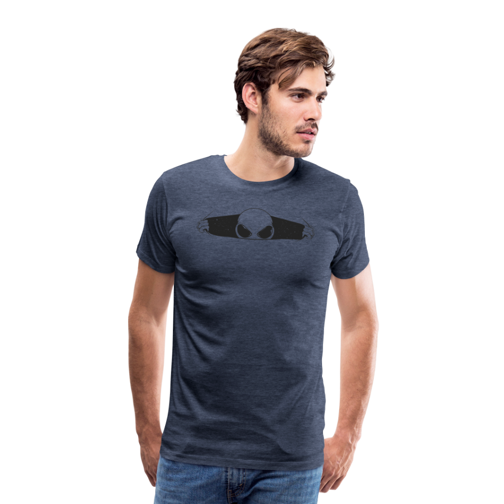 Peeking Grey Alien Men's Premium T-Shirt - heather blue