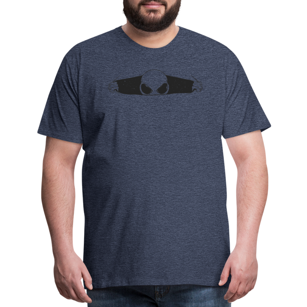 Peeking Grey Alien Men's Premium T-Shirt - heather blue