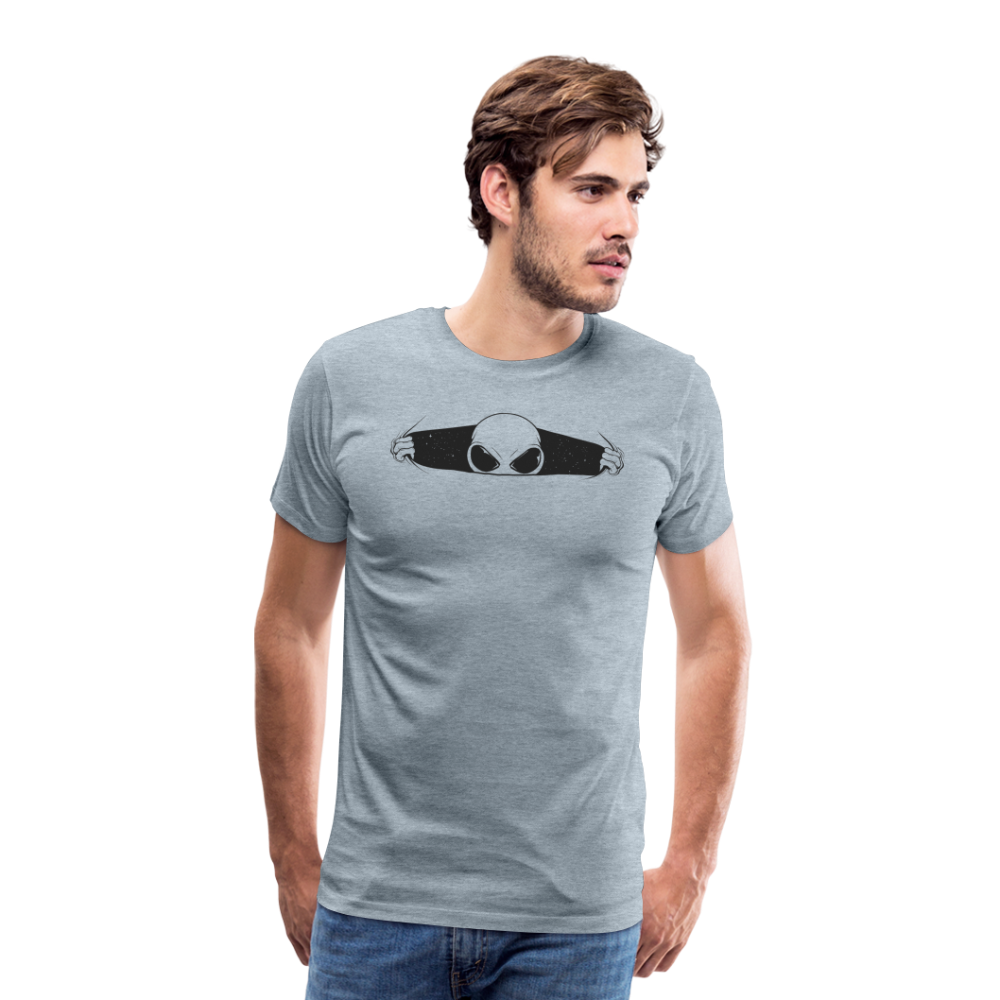 Peeking Grey Alien Men's Premium T-Shirt - heather ice blue