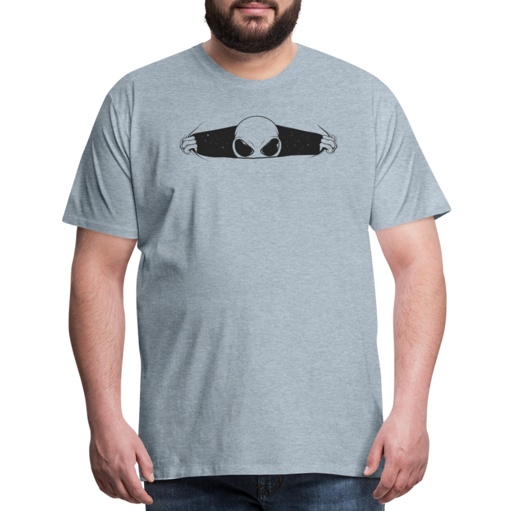 Peeking Grey Alien Men's Premium T-Shirt - heather ice blue