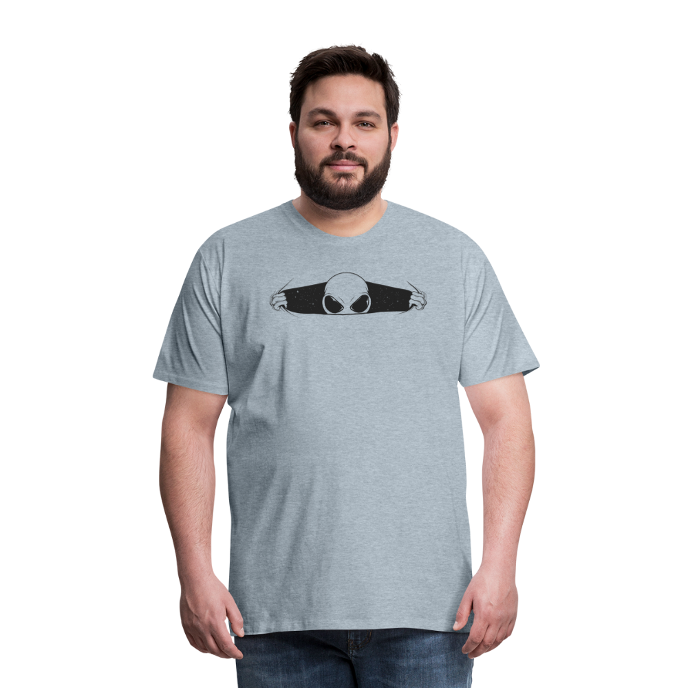 Peeking Grey Alien Men's Premium T-Shirt - heather ice blue