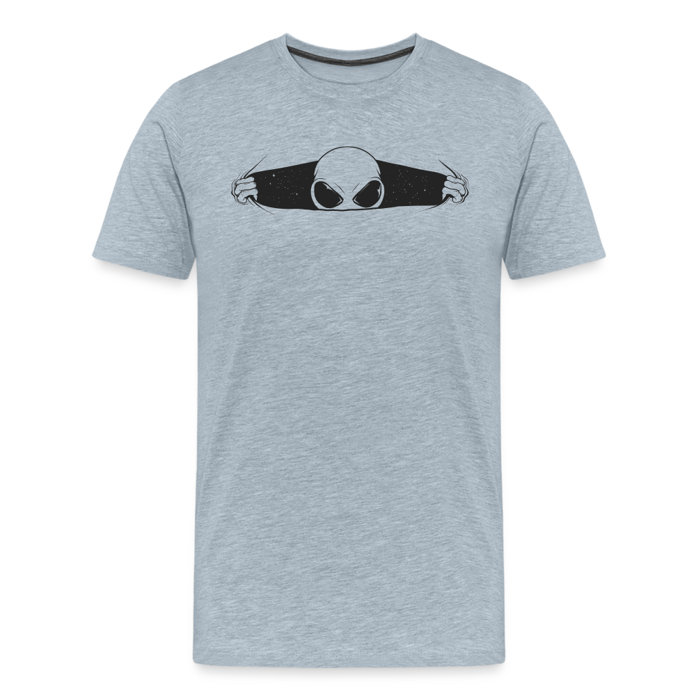 Peeking Grey Alien Men's Premium T-Shirt - heather ice blue