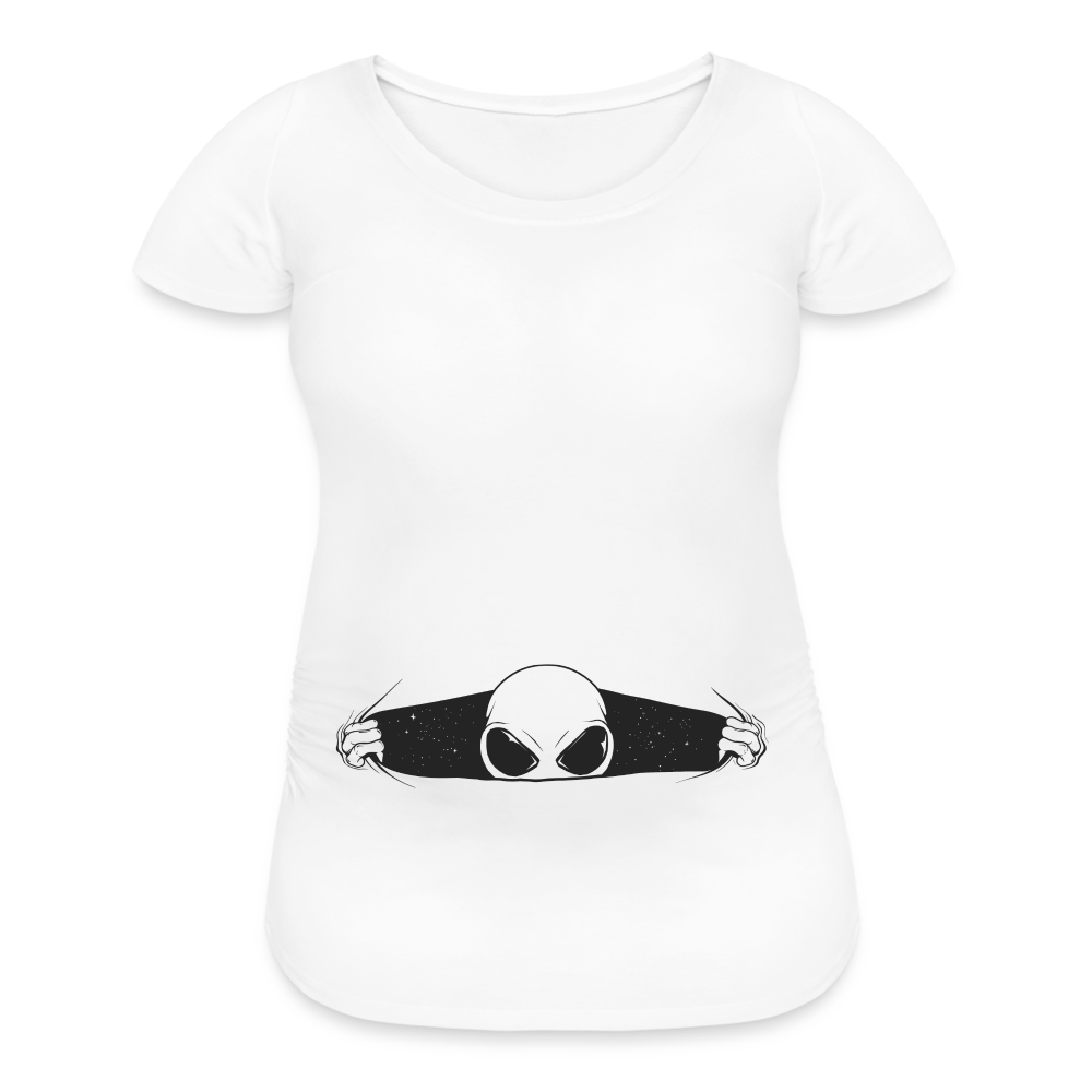 Alien Bursting Out of Stomach Women’s Maternity T-Shirt - white