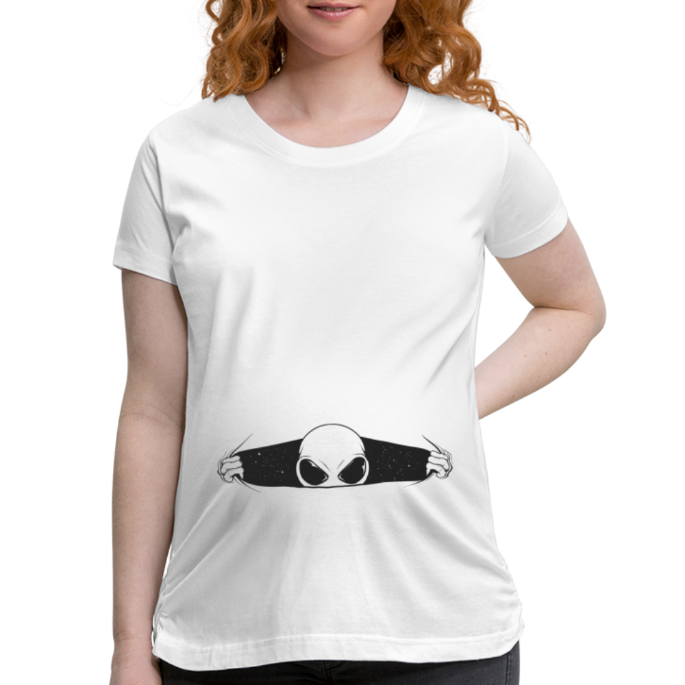 Alien Bursting Out of Stomach Women’s Maternity T-Shirt - white