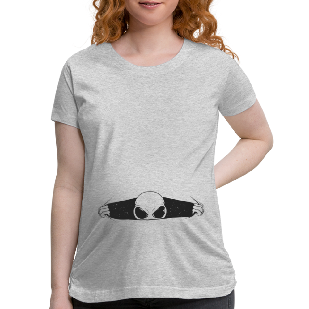 Alien Bursting Out of Stomach Women’s Maternity T-Shirt - heather gray