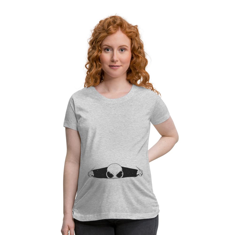 Alien Bursting Out of Stomach Women’s Maternity T-Shirt - heather gray