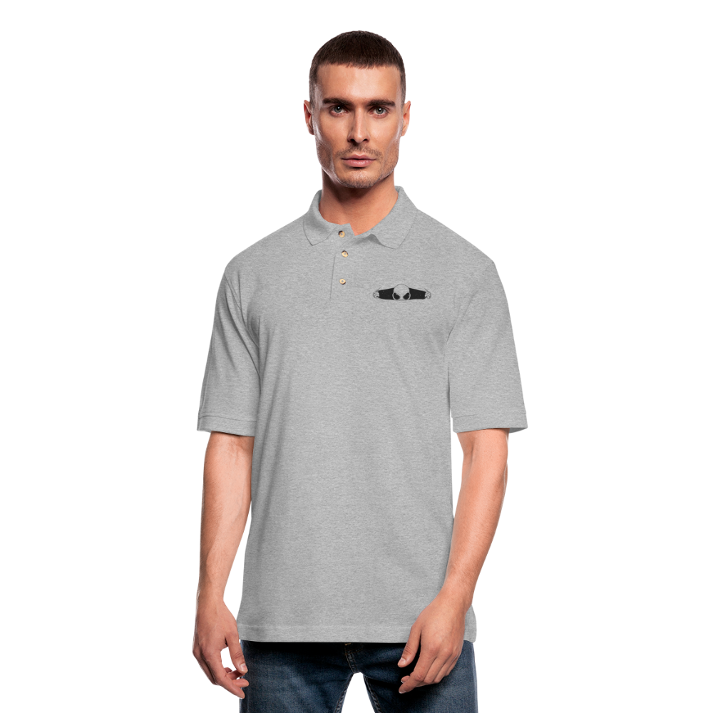 Peeking Alien Men's Pique Polo Shirt - heather gray