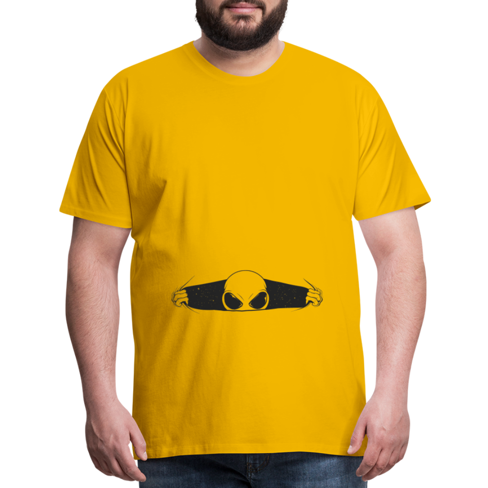 Alien Bursting Out of Stomach Men's Premium T-Shirt - sun yellow