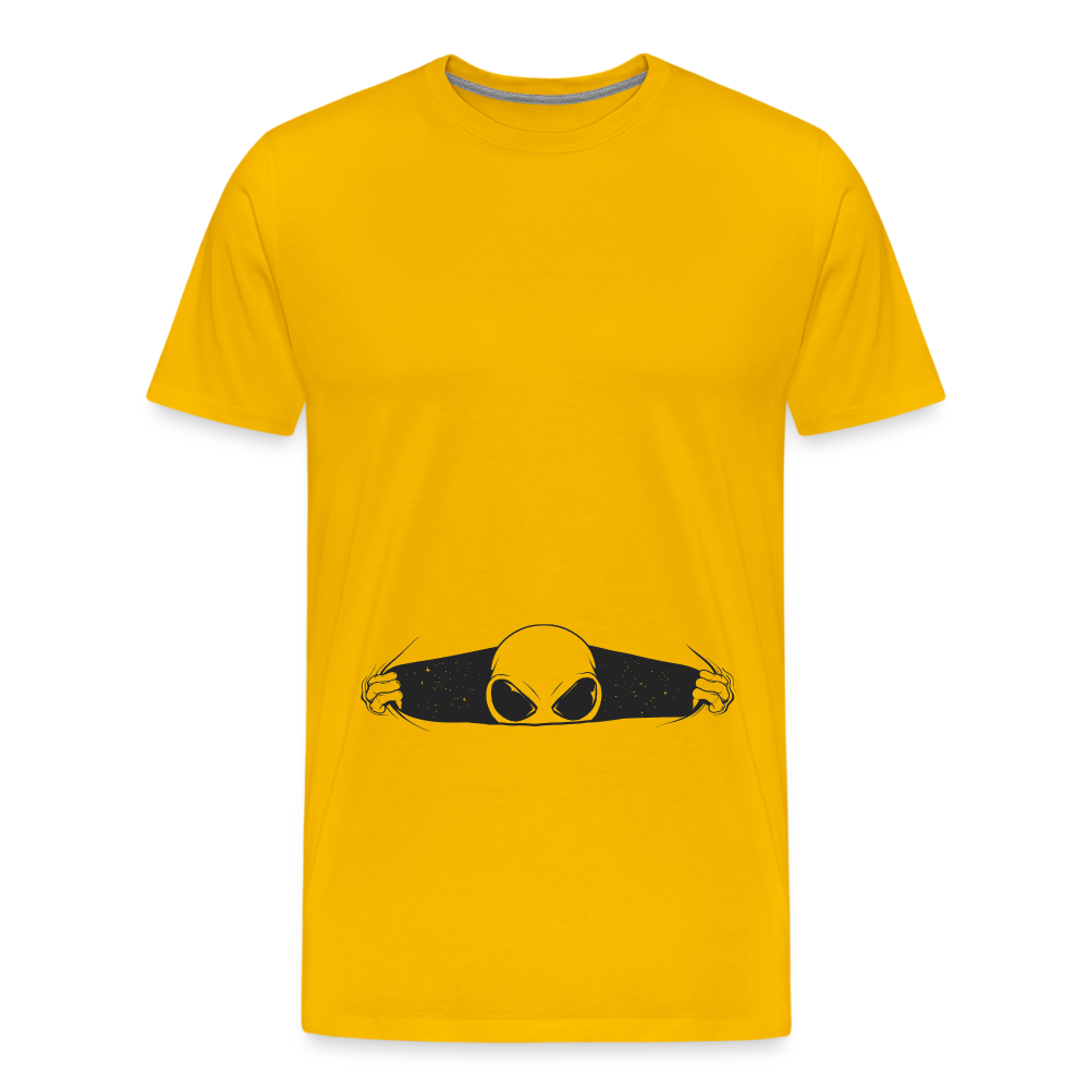 Alien Bursting Out of Stomach Men's Premium T-Shirt - sun yellow