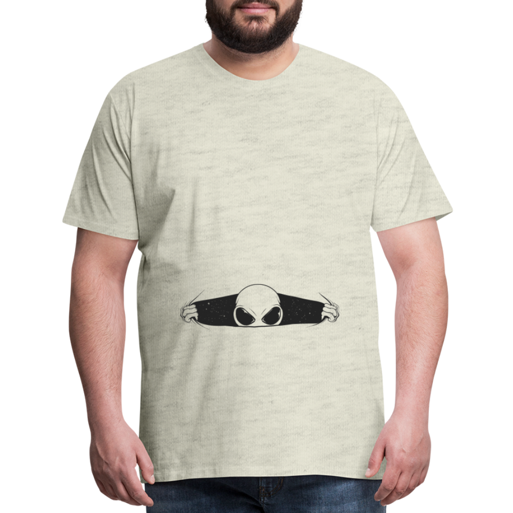 Alien Bursting Out of Stomach Men's Premium T-Shirt - heather oatmeal