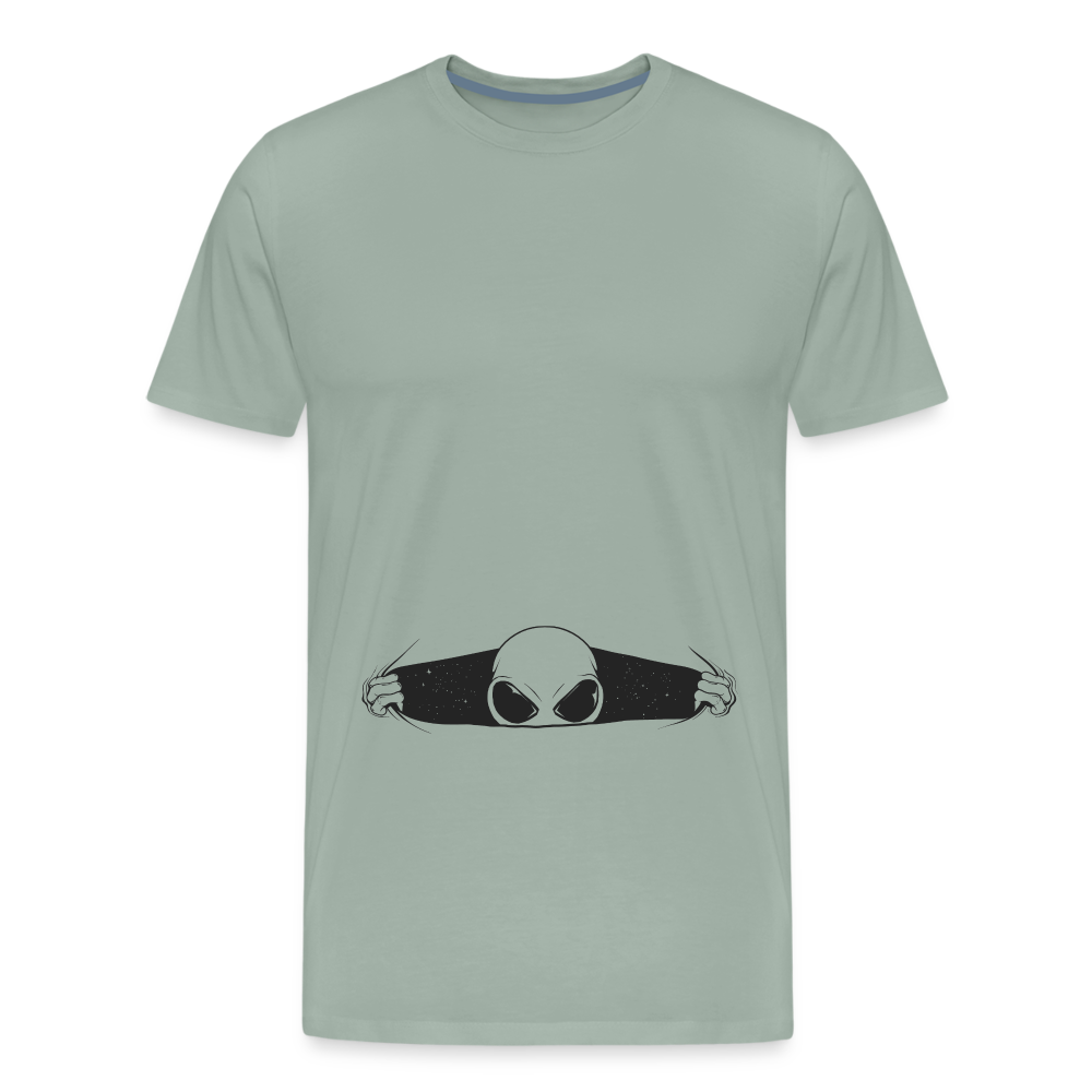Alien Bursting Out of Stomach Men's Premium T-Shirt - steel green