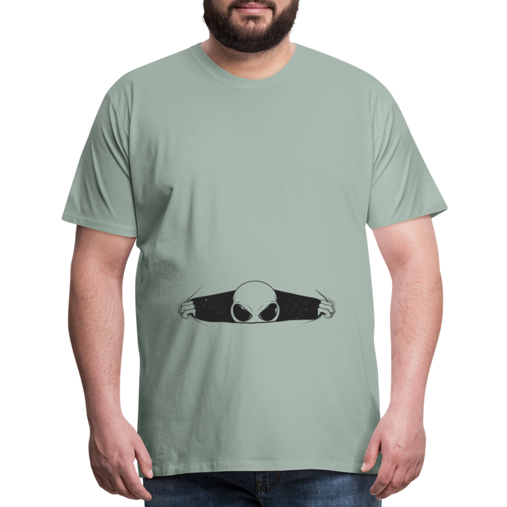 Alien Bursting Out of Stomach Men's Premium T-Shirt - steel green