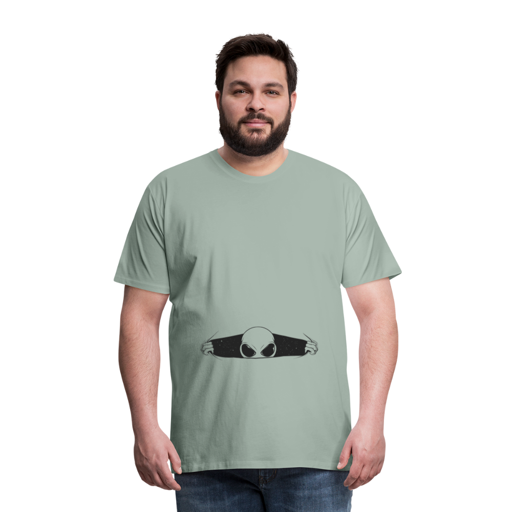 Alien Bursting Out of Stomach Men's Premium T-Shirt - steel green