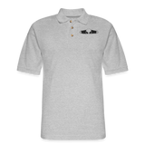 Peeking Grey Alien Men's Pique Polo Shirt - heather gray