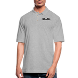 Peeking Grey Alien Men's Pique Polo Shirt - heather gray