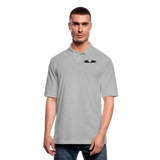 Peeking Grey Alien Men's Pique Polo Shirt - heather gray