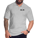 Peeking Grey Alien Men's Pique Polo Shirt - heather gray