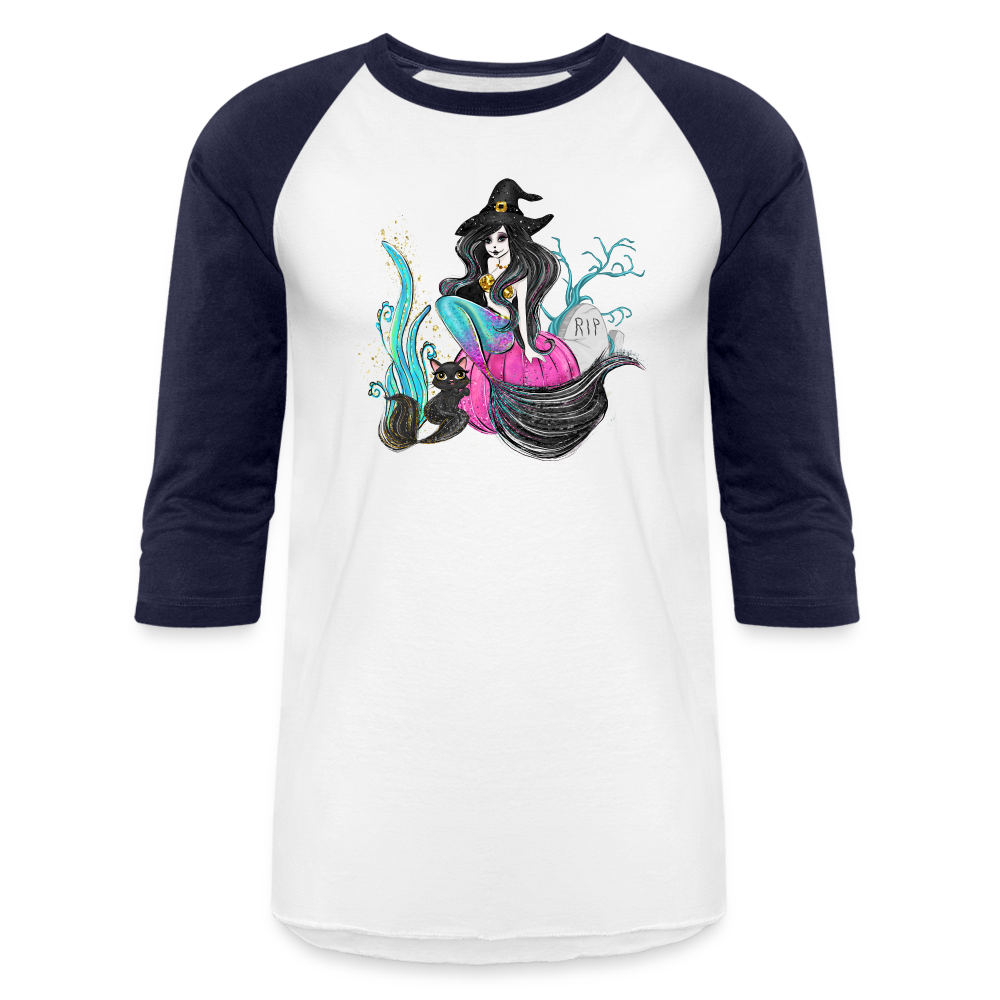 Mermaid Witch Baseball T-Shirt - white/navy