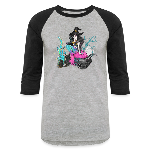 Mermaid Witch Baseball T-Shirt - heather gray/black