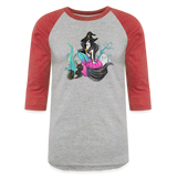 Mermaid Witch Baseball T-Shirt - heather gray/red