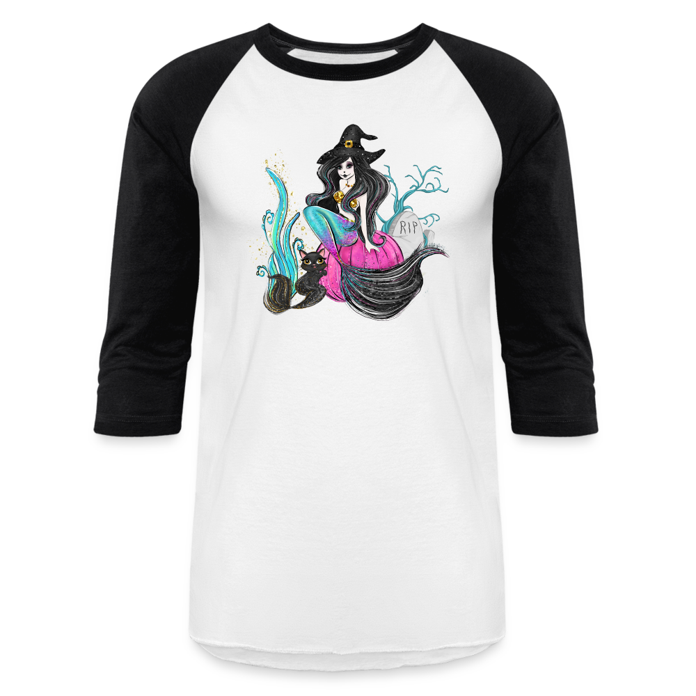 Mermaid Witch Baseball T-Shirt - white/black
