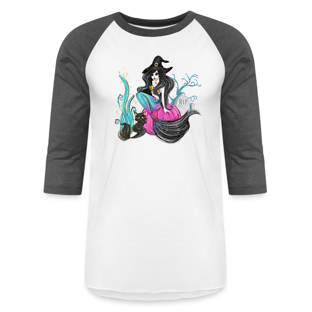 Mermaid Witch Baseball T-Shirt - white/charcoal