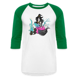 Mermaid Witch Baseball T-Shirt - white/kelly green