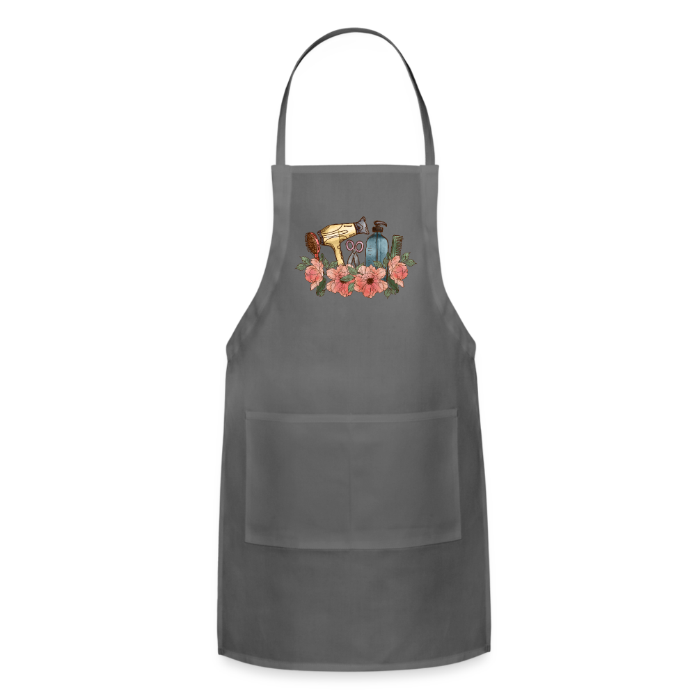 Floral Hair Stylist Adjustable Apron - charcoal